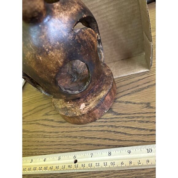 Cool Carving Family with 3 Heads / Community Earth Wind Fire Teardrops Tribal ? - Picture 3 of 11